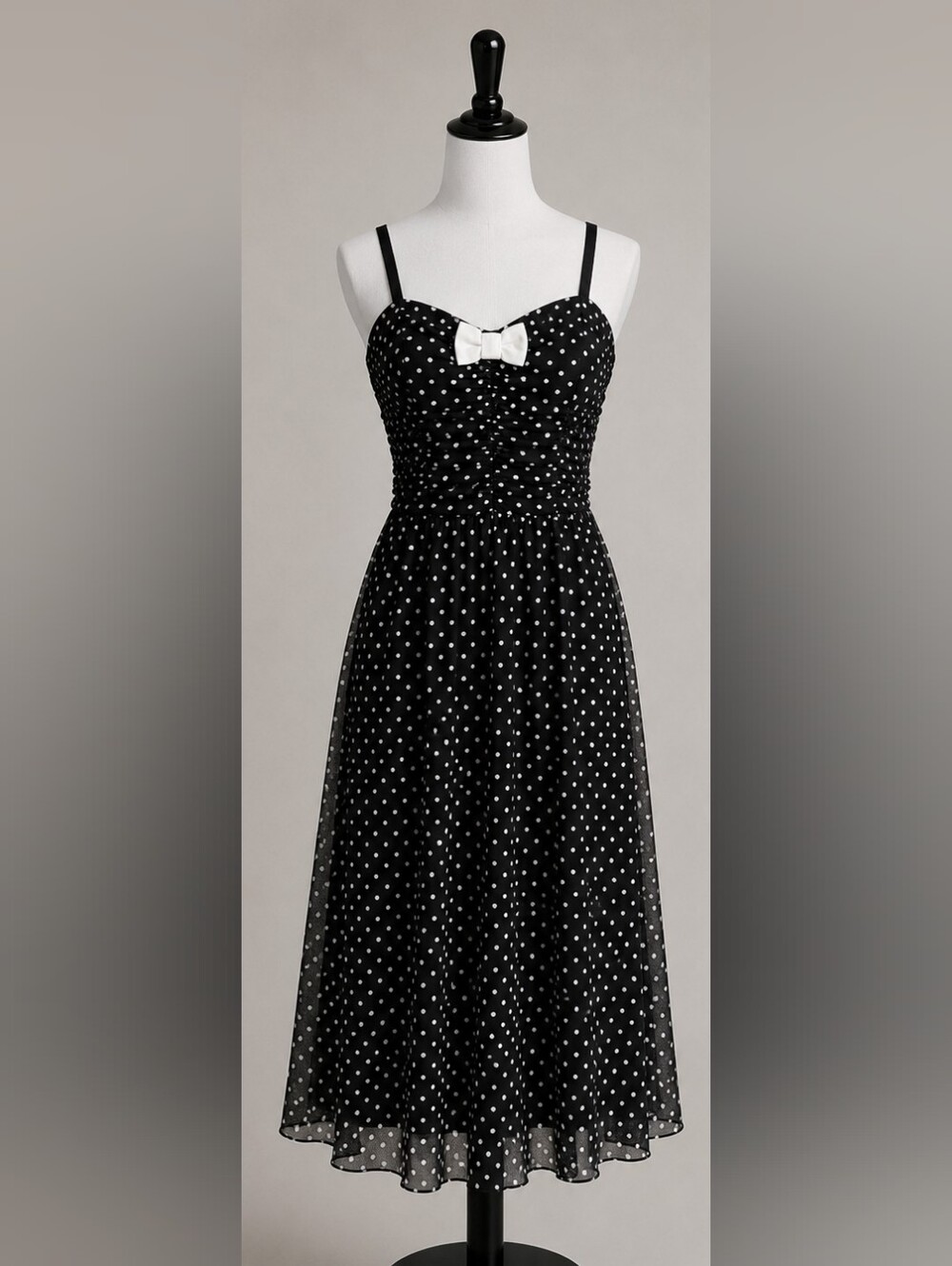 ModCloth Black & White Polka-Dot Dress W/ Bowtie